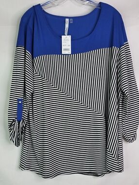 NY COLLECTION PLUS SIZE 2X STRIPED TOP BLOUSE